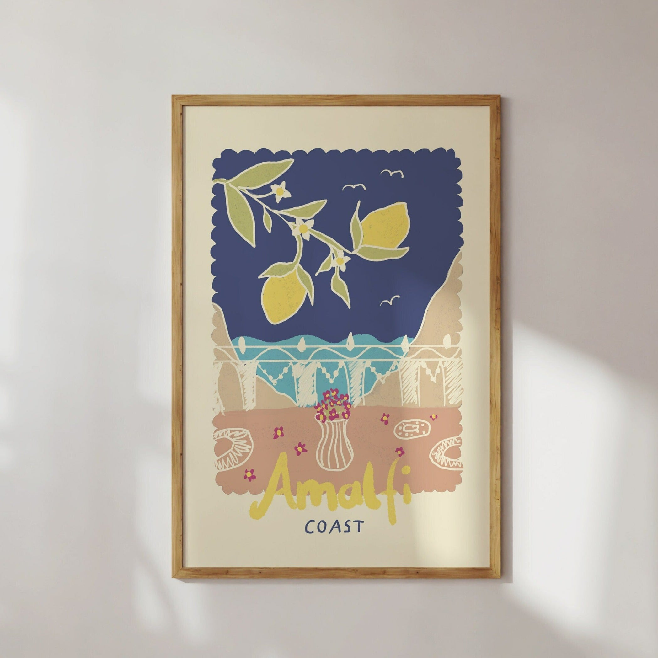 Poster Amalfi Balkon mit Zitronen / Kunstdruck / Dolce Vita / Italien, Urlaub, Essen, Sommer