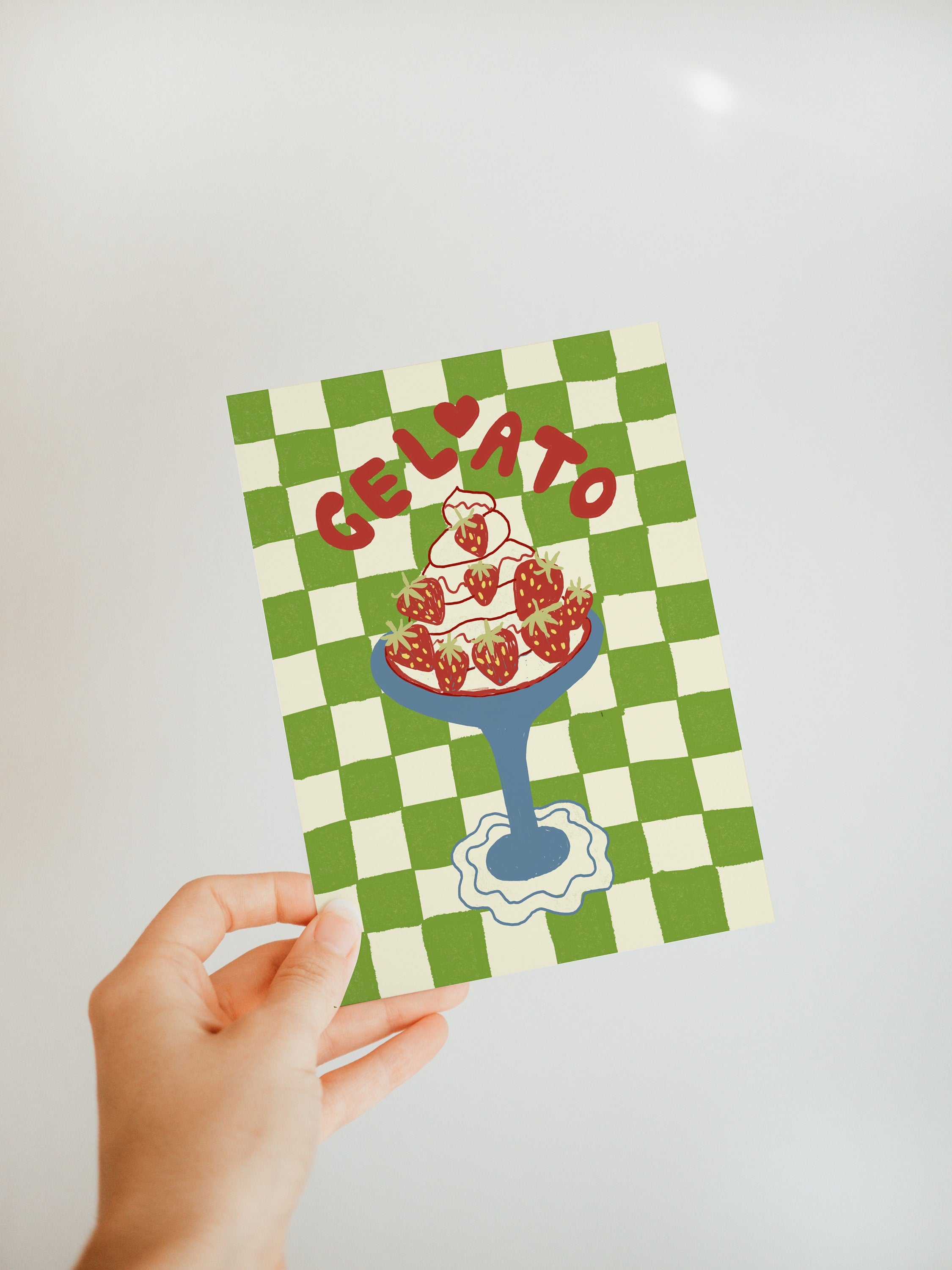 Postkarte Eisbecher, Gelato, Eis
